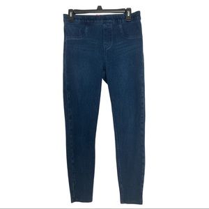 SPANX Women's Medium Pull On Skinny Jeans Medium‎ Wash Blue Denim Mid Rise